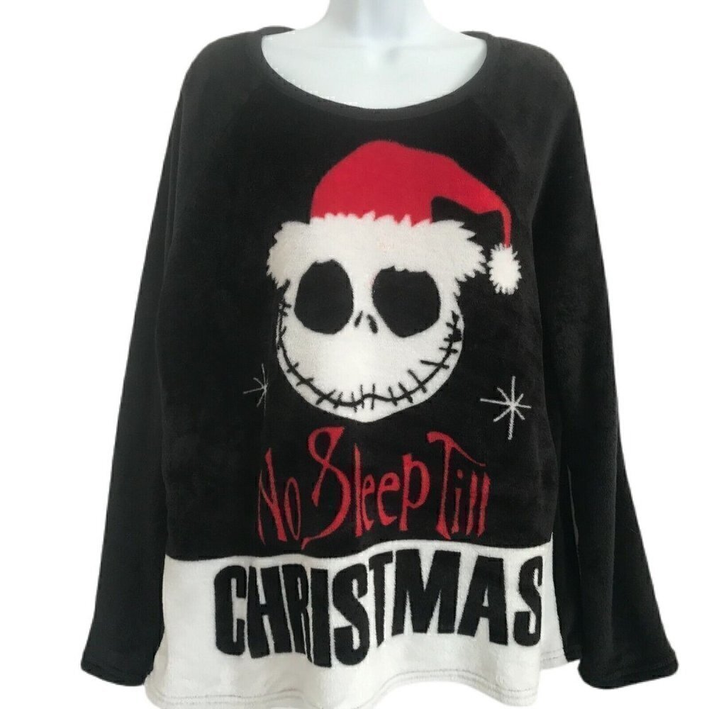 Disney Nightmare Before Christmas Fleece Pajama PJ Top Large Jack Skellington - Picture 1 of 9
